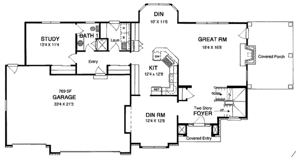Home Plan - Traditional Floor Plan - Main Floor Plan #316-191