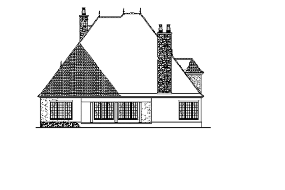 Exterior - Rear Elevation for European House Plan #17-3278 - 4 bed, 3.5 bath