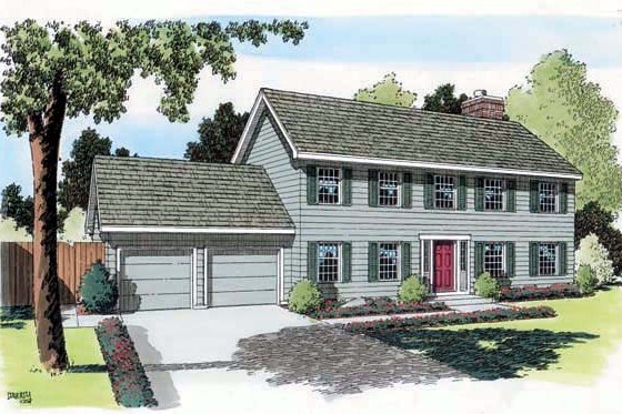 Exterior - Front Elevation for Colonial House Plan #312-449 - 4 bed, 2.5 bath