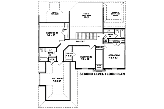 Floor Plan - Upper Floor for European House Plan #81-13735 - 4 bed, 4 bath