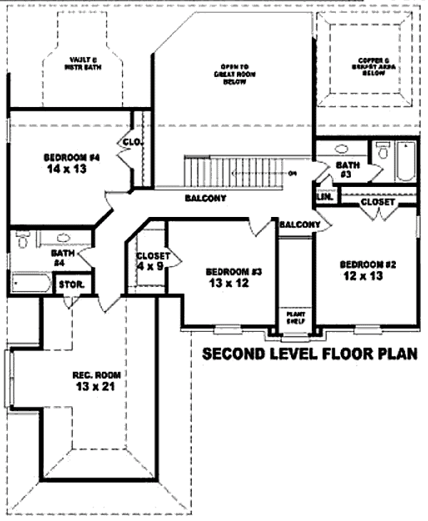 Floor Plan - Upper Floor for European House Plan #81-13735 - 4 bed, 4 bath