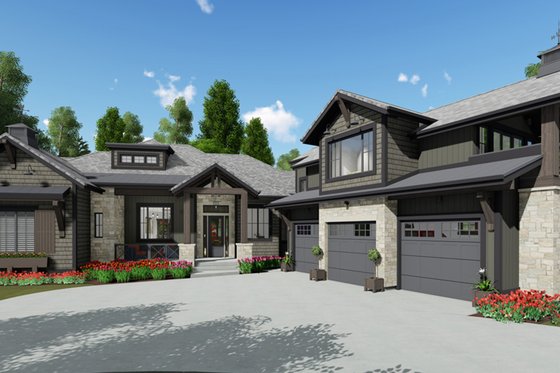Exterior - Front Elevation 3 for Farmhouse House Plan #1069-21 - 2 bed, 2.5 bath