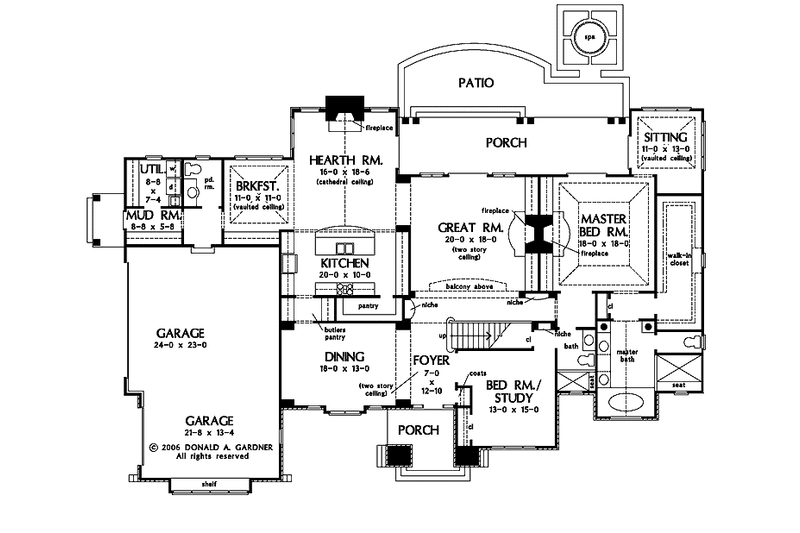 Home Plan - Floor Plan - Main Floor for European House Plan #929-813 - 4 bed, 4.5 bath