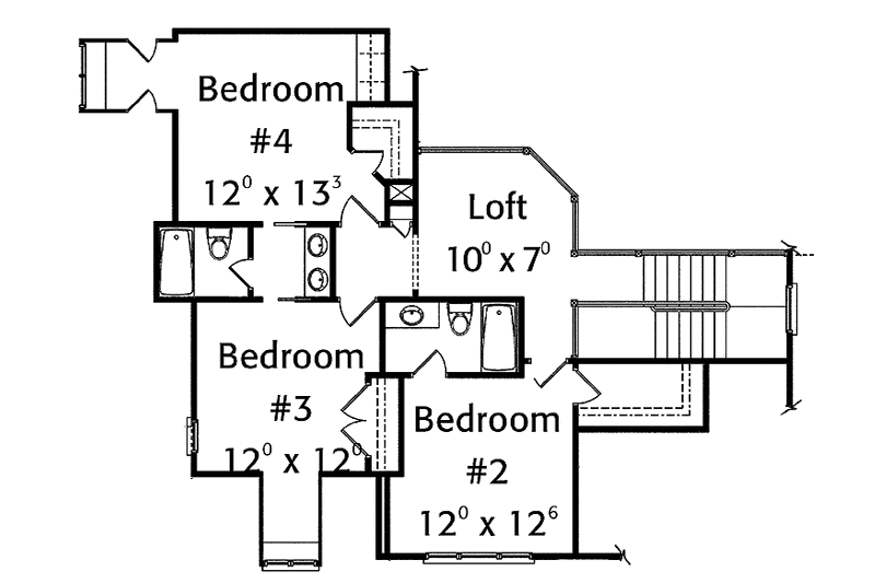 Architectural House Design - Floor Plan - Upper Floor for Country House Plan #429-374 - 4 bed, 3.5 bath