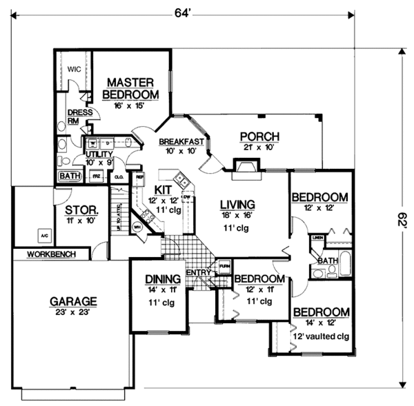Architectural House Design - European Floor Plan - Main Floor Plan #45-431