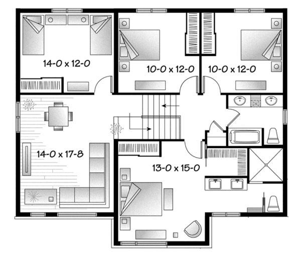 Contemporary Floor Plan - Upper Floor Plan #23-2588