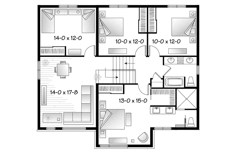 Home Plan - Floor Plan - Upper Floor for Contemporary House Plan #23-2588 - 4 bed, 2.5 bath