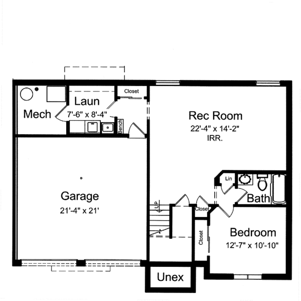 Home Plan - Traditional Floor Plan - Lower Floor Plan #46-805