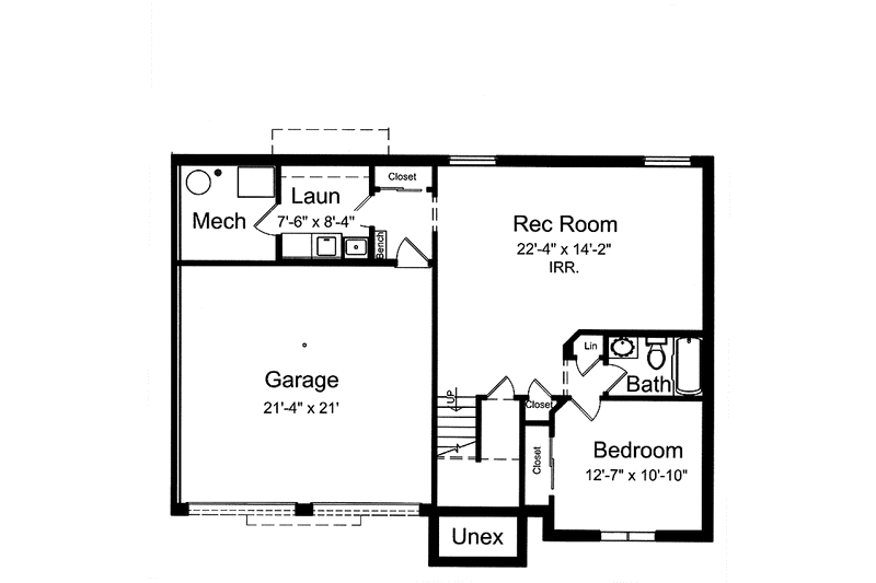 Home Plan - Floor Plan - Lower Floor for Traditional House Plan #46-805 - 3 bed, 3 bath