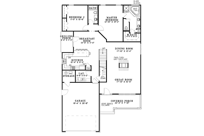 Architectural House Design - Floor Plan - Main Floor for Country House Plan #17-3022 - 4 bed, 3 bath