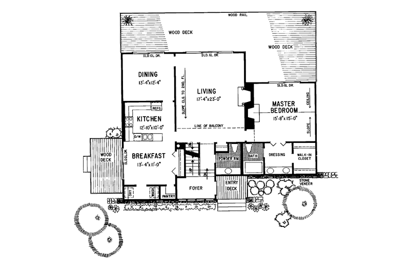 Architectural House Design - Floor Plan - Main Floor for Contemporary House Plan #72-1062 - 3 bed, 2 bath
