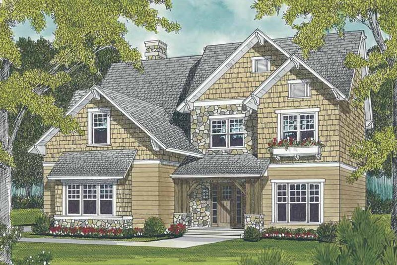 House Blueprint - Exterior - Front Elevation 3 for Craftsman House Plan #453-496 - 3 bed, 2.5 bath