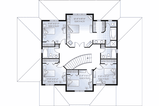 Floor Plan - Upper Floor House Plan #23-491 - 6 bed, 4.5 bath