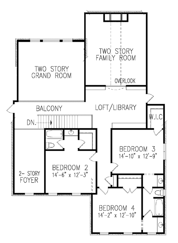 House Blueprint - Traditional Floor Plan - Upper Floor Plan #54-334