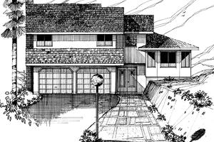 Exterior - Front Elevation 3 for Contemporary House Plan #60-672 - 3 bed, 3 bath