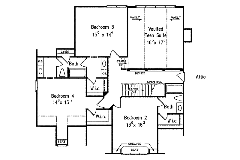 House Blueprint - Floor Plan - Upper Floor for Country House Plan #927-321 - 4 bed, 3.5 bath