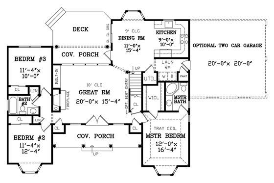 Floor Plan - Main Floor for Country House Plan #456-2 - 3 bed, 2 bath