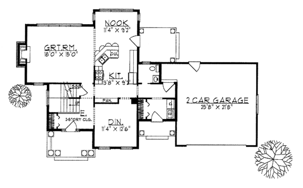 House Plan Design - Colonial Floor Plan - Main Floor Plan #70-1344