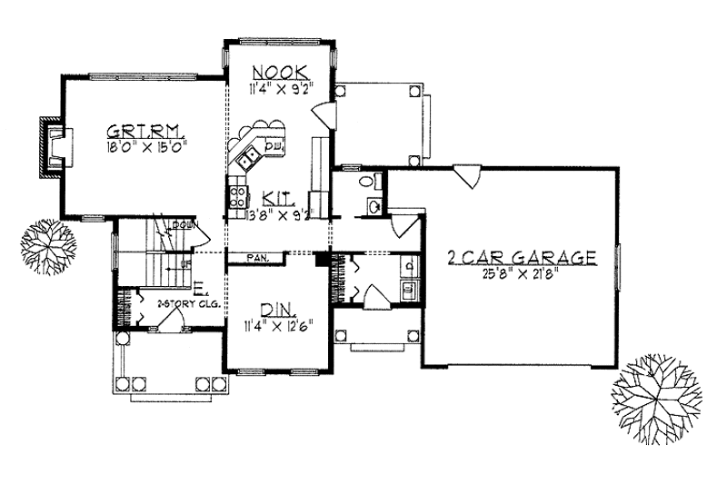 House Plan Design - Floor Plan - Main Floor for Colonial House Plan #70-1344 - 4 bed, 2.5 bath