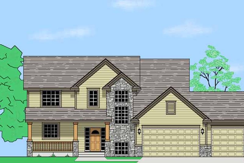Architectural House Design - Prairie Exterior - Front Elevation Plan #981-5