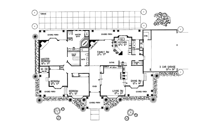 Home Plan - Floor Plan - Main Floor for Mediterranean House Plan #72-900 - 3 bed, 2.5 bath