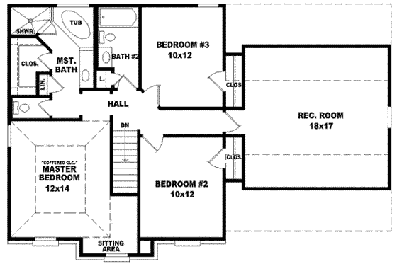 Floor Plan - Upper Floor for European House Plan #81-658 - 3 bed, 2.5 bath
