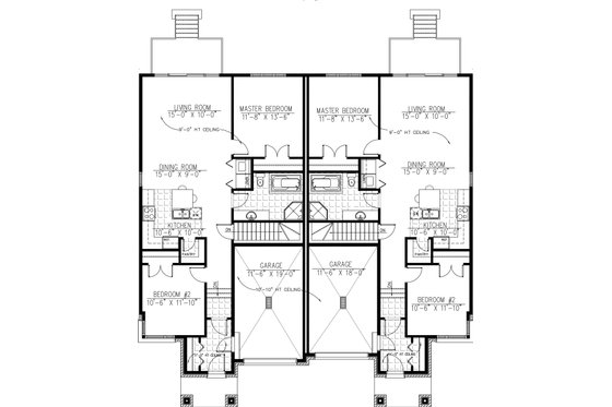1100 square foot duplex 2 bedroom 1 bath house plan