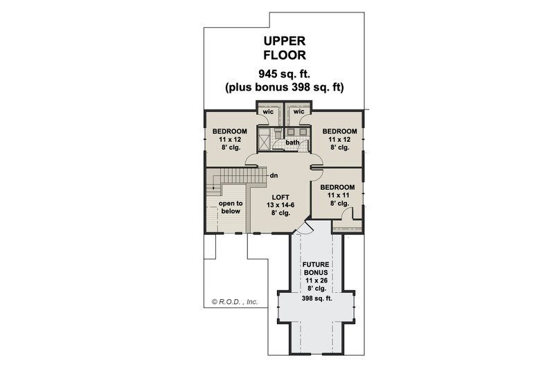 House Plan Design - Floor Plan - Upper Floor for Farmhouse House Plan #51-1565 - 4 bed, 2.5 bath