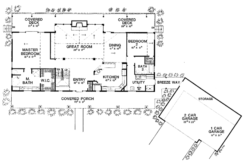 Architectural House Design - Floor Plan - Main Floor for Country House Plan #472-190 - 2 bed, 2 bath
