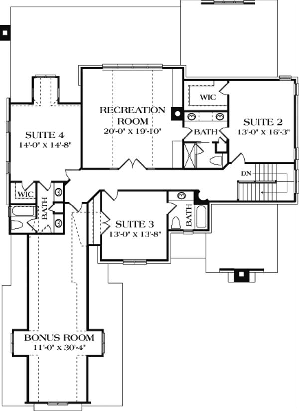 House Blueprint - European Floor Plan - Upper Floor Plan #453-18