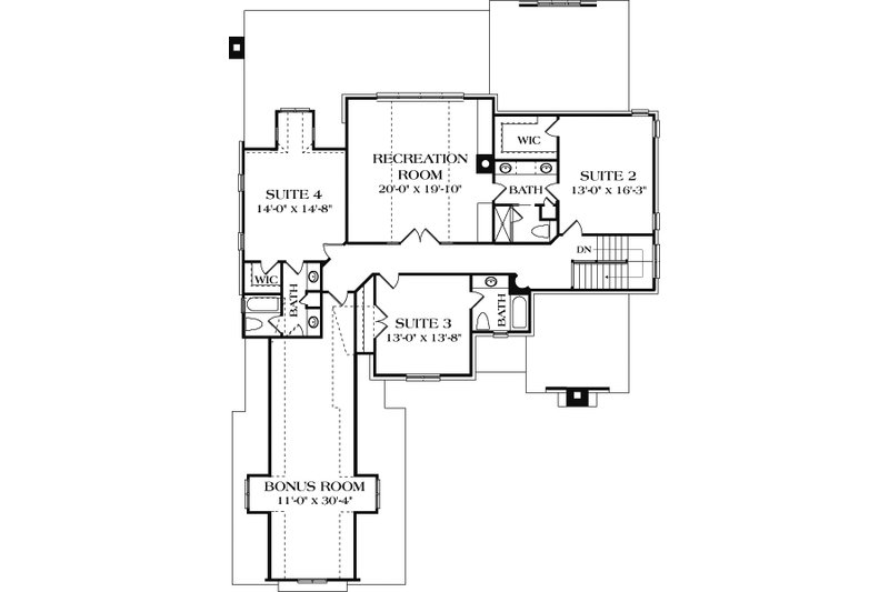 Architectural House Design - Floor Plan - Upper Floor for European House Plan #453-18 - 4 bed, 4.5 bath