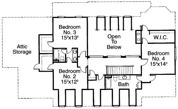 House Design - Classical Floor Plan - Upper Floor Plan #429-195