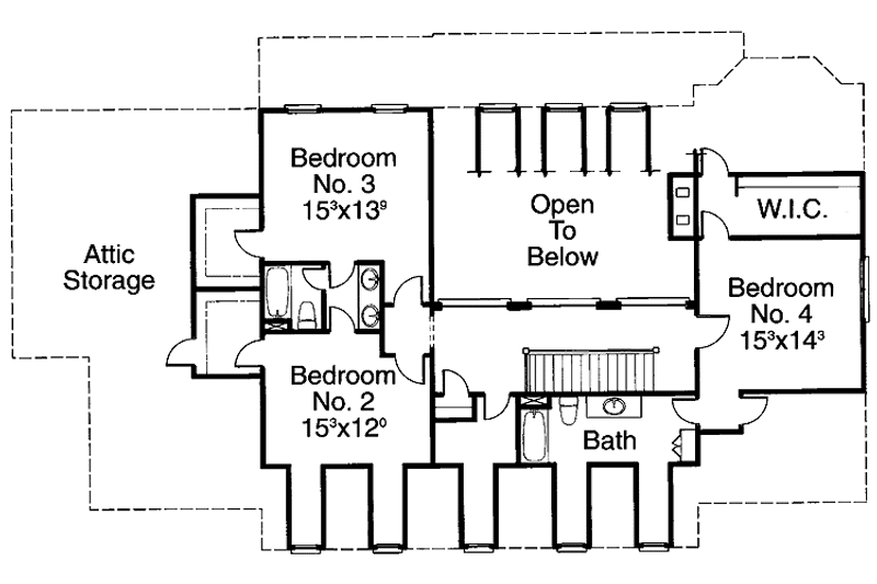 Home Plan - Floor Plan - Upper Floor for Classical House Plan #429-195 - 4 bed, 3.5 bath