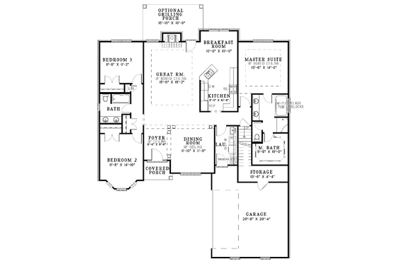 Floor Plan - Main Floor for Traditional House Plan #17-2896 - 3 bed, 2 bath