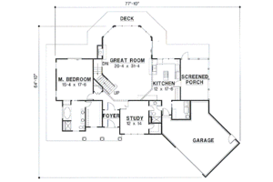 Floor Plan - Main Floor for Modern House Plan #67-213 - 3 bed, 3 bath