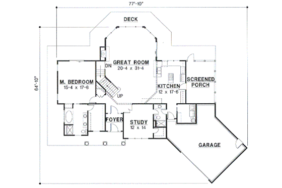 Floor Plan - Main Floor for Modern House Plan #67-213 - 3 bed, 3 bath