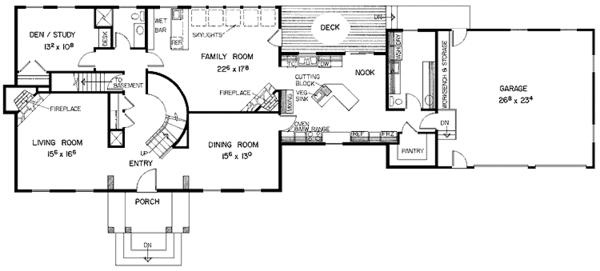 Architectural House Design - Colonial Floor Plan - Main Floor Plan #60-994