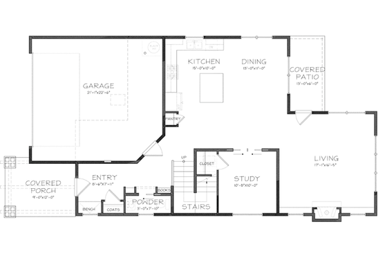 Floor Plan - Main Floor for Craftsman House Plan #895-80 - 4 bed, 2.5 bath