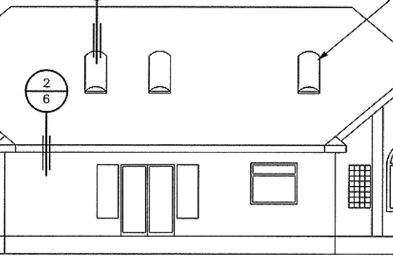 Exterior - Rear Elevation for Traditional House Plan #60-1036 - 3 bed, 2 bath