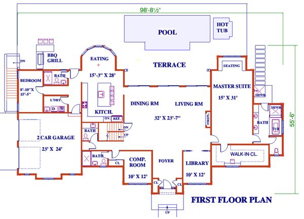 European Floor Plan - Main Floor Plan #3-343