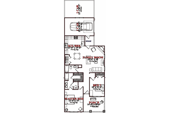 Floor Plan - Main Floor for Cottage House Plan #63-146 - 2 bed, 2 bath