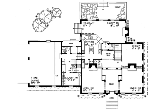 Floor Plan - Main Floor for Classical House Plan #72-821 - 5 bed, 3 bath
