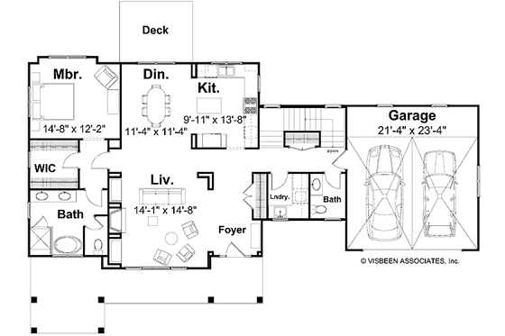 Floor Plan - Main Floor for Craftsman House Plan #928-83 - 3 bed, 2.5 bath