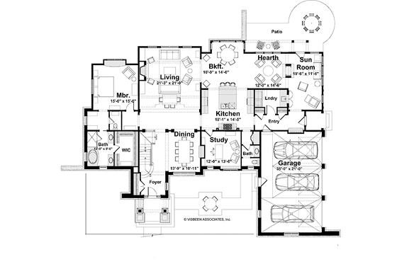 Floor Plan - Main Floor for European House Plan #928-28 - 4 bed, 4.5 bath