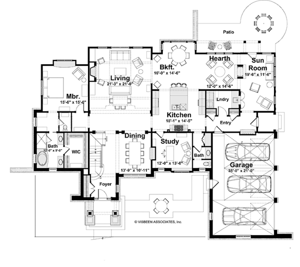 House Design - European Floor Plan - Main Floor Plan #928-28