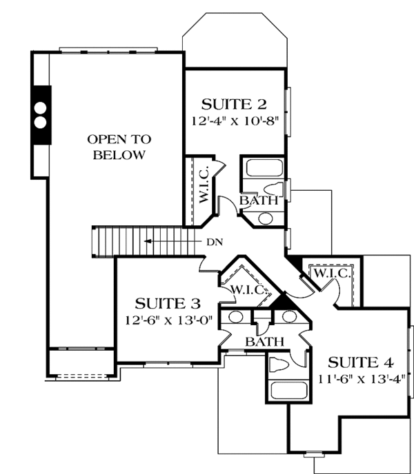 House Blueprint - Traditional Floor Plan - Upper Floor Plan #453-516