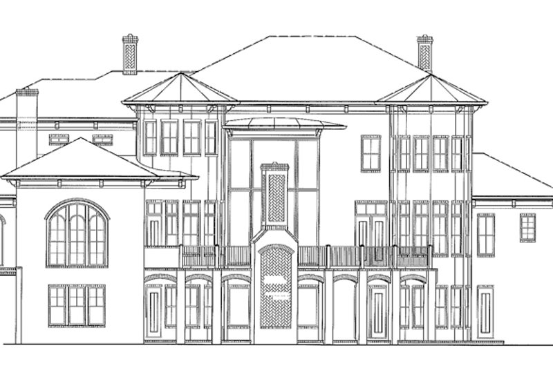 Home Plan - Exterior - Rear Elevation for Mediterranean House Plan #54-284 - 5 bed, 5 bath
