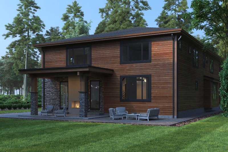 House Plan Design - Exterior - Rear Elevation for Contemporary House Plan #1066-190 - 5 bed, 4.5 bath