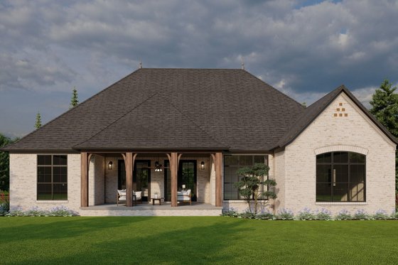 Exterior - Rear Elevation for European House Plan #923-7 - 3 bed, 2.5 bath