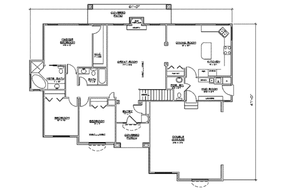 Floor Plan - Main Floor for Traditional House Plan #5-119 - 3 bed, 2.5 bath